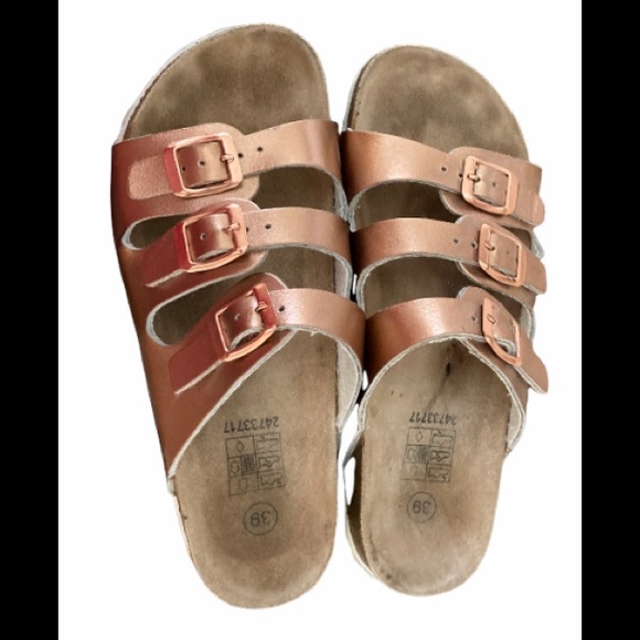 Shoes - Metallic Copper strap flat sandals